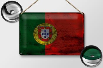 Signe en étain drapeau Portugal 30x20cm drapeau du Portugal rouille 2