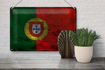 Signe en étain drapeau Portugal 30x20cm drapeau du Portugal rouille 3