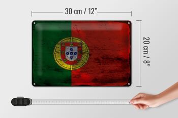Signe en étain drapeau Portugal 30x20cm drapeau du Portugal rouille 4