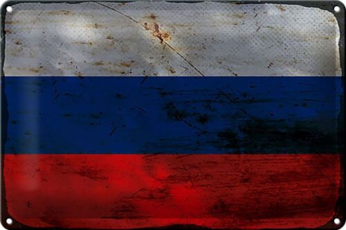 Blechschild Flagge Russland 30x20cm Flag of Russia Rost