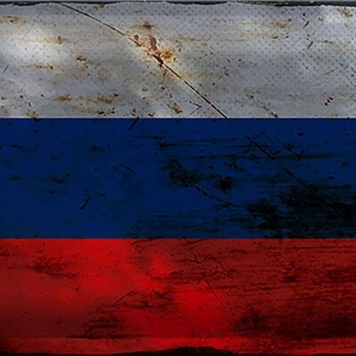 Targa in metallo Bandiera Russia 30x20 cm Bandiera della Russia Ruggine