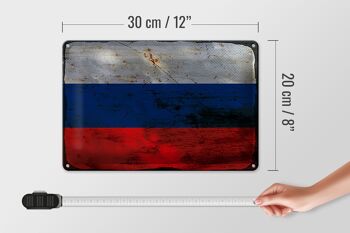 Signe en étain drapeau Russie 30x20cm drapeau de la Russie rouille 4