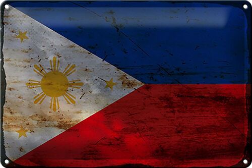 Blechschild Flagge Philippinen 30x20cm Philippines Rost