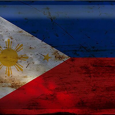 Blechschild Flagge Philippinen 30x20cm Philippines Rost