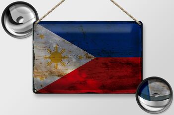 Signe en étain drapeau Philippines 30x20cm Philippines rouille 2