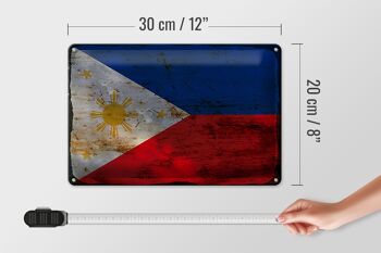 Signe en étain drapeau Philippines 30x20cm Philippines rouille 4