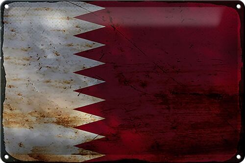 Blechschild Flagge Katar 30x20cm Flag of Qatar Rost