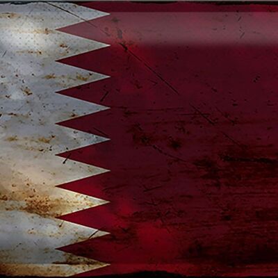 Targa in metallo Bandiera del Qatar 30x20 cm Bandiera del Qatar Ruggine