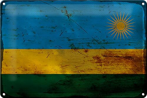 Blechschild Flagge Ruanda 30x20cm Flag of Rwanda Rost