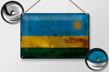 Signe en étain drapeau Rwanda 30x20cm drapeau du Rwanda rouille 2