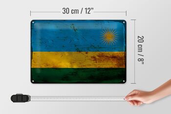 Signe en étain drapeau Rwanda 30x20cm drapeau du Rwanda rouille 4