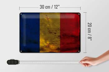 Signe en étain drapeau Roumanie 30x20cm drapeau de la Roumanie rouille 4