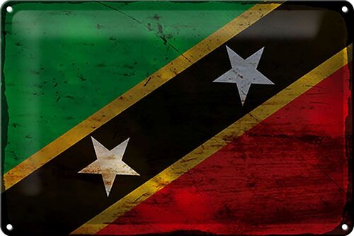 Blechschild Flagge St. Kitts und Nevis 30x20cm Flag Rost