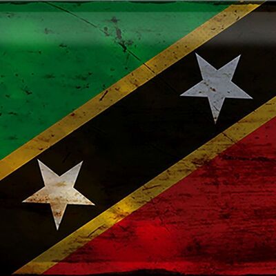 Signe en étain drapeau St. Drapeau Kitts et Nevis 30x20cm Rouille