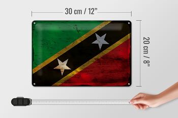 Signe en étain drapeau St. Drapeau Kitts et Nevis 30x20cm Rouille 4