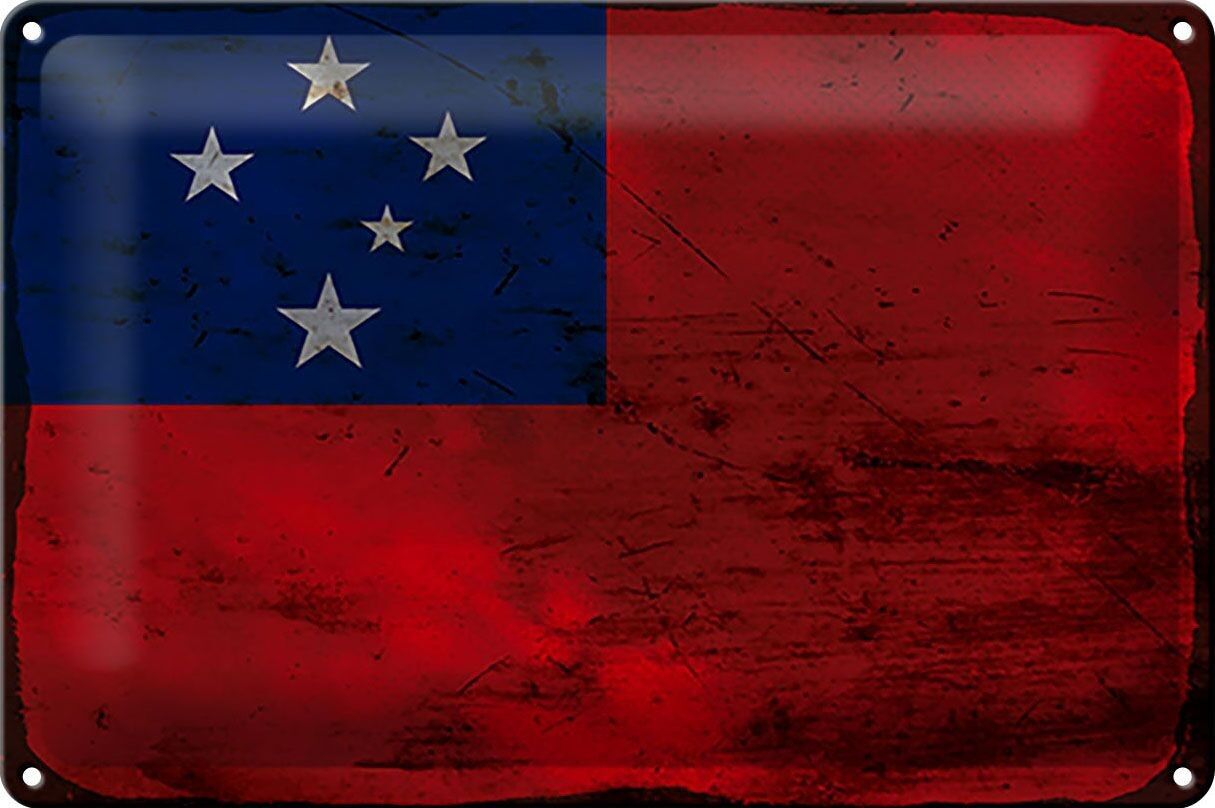 Signe en étain drapeau Samoa 30x20cm drapeau des Samoa rouille