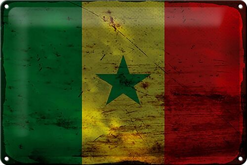 Blechschild Flagge Senegal 30x20cm Flag of Senegal Rost