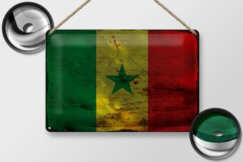 Signe en étain Drapeau du Sénégal 30x20cm Drapeau du Sénégal Rouille 2