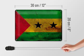 Plaque en tôle drapeau São Tomé et Príncipe 30x20cm, drapeau rouille 4