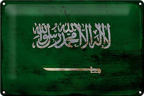 Blechschild Flagge Saudi-Arabien 30x20cm Saudi Arabia Rost