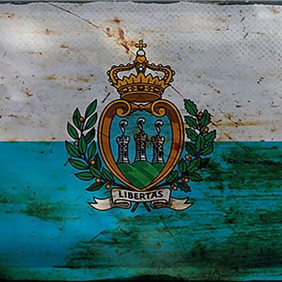 Plaque en tôle drapeau Saint-Marin 30x20cm Saint-Marin rouille
