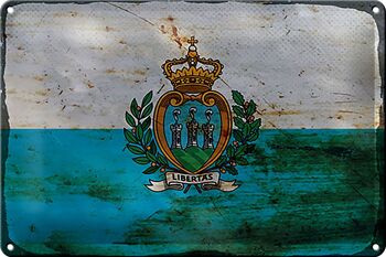 Plaque en tôle drapeau Saint-Marin 30x20cm Saint-Marin rouille 1