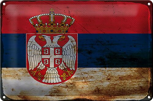 Blechschild Flagge Serbien 30x20cm Flag of Serbia Rost