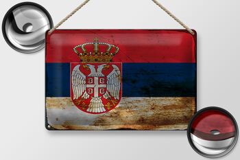 Signe en étain drapeau Serbie 30x20cm drapeau de la Serbie rouille 2
