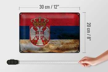 Signe en étain drapeau Serbie 30x20cm drapeau de la Serbie rouille 4