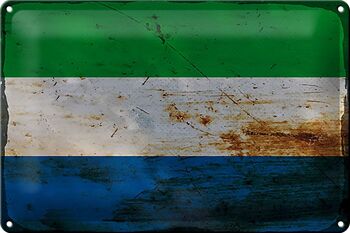 Signe en étain drapeau Sierra Leone 30x20cm Sierra Leone rouille 1