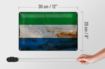 Signe en étain drapeau Sierra Leone 30x20cm Sierra Leone rouille 4