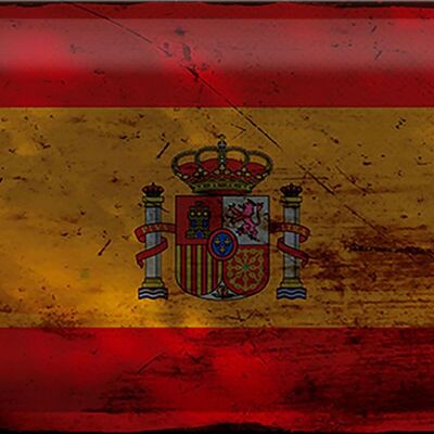 Metal sign flag Spain 30x20cm Flag of Spain Rust