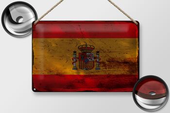 Signe en étain drapeau Espagne 30x20cm drapeau de l'espagne rouille 2