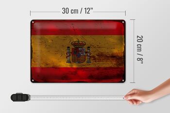 Signe en étain drapeau Espagne 30x20cm drapeau de l'espagne rouille 4