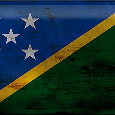 Cartel de chapa Bandera de las Islas Salomón 30x20cm Óxido de las Islas Salomón