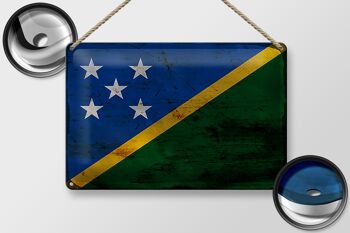 Signe en étain drapeau des îles Salomon 30x20cm îles Salomon rouille 2