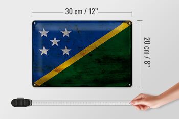 Signe en étain drapeau des îles Salomon 30x20cm îles Salomon rouille 4