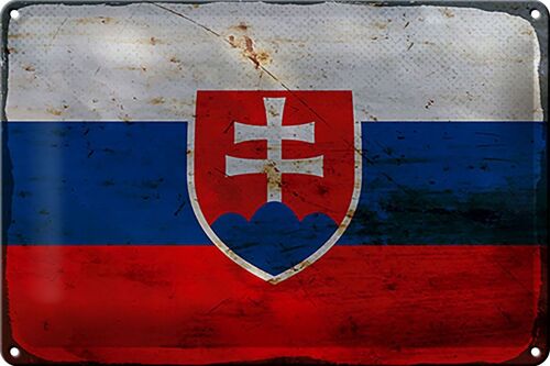 Blechschild Flagge Slowakei 30x20cm Flag of Slovakia Rost