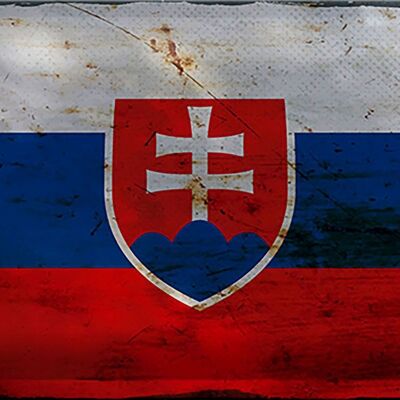 Cartel de chapa Bandera de Eslovaquia 30x20cm Bandera de Eslovaquia Óxido