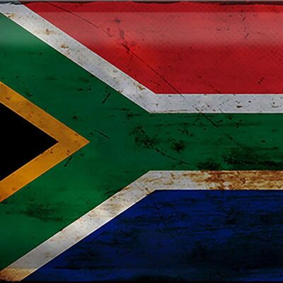 Cartel de chapa con bandera de Sudáfrica, 30x20cm, óxido de Sudáfrica