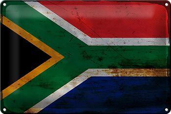 Signe en étain drapeau Afrique du Sud 30x20cm Afrique du Sud rouille 1