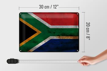Signe en étain drapeau Afrique du Sud 30x20cm Afrique du Sud rouille 4