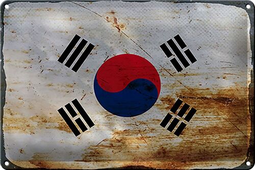 Blechschild Flagge Südkorea 30x20cm Flag South Korea Rost