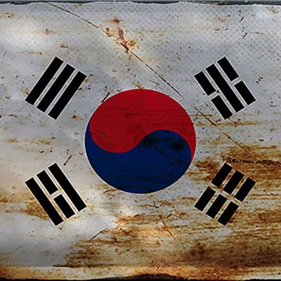 Targa in metallo Bandiera Corea del Sud 30x20 cm Bandiera Corea del Sud Ruggine