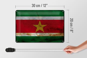 Signe en étain drapeau Suriname 30x20cm drapeau du Suriname rouille 4