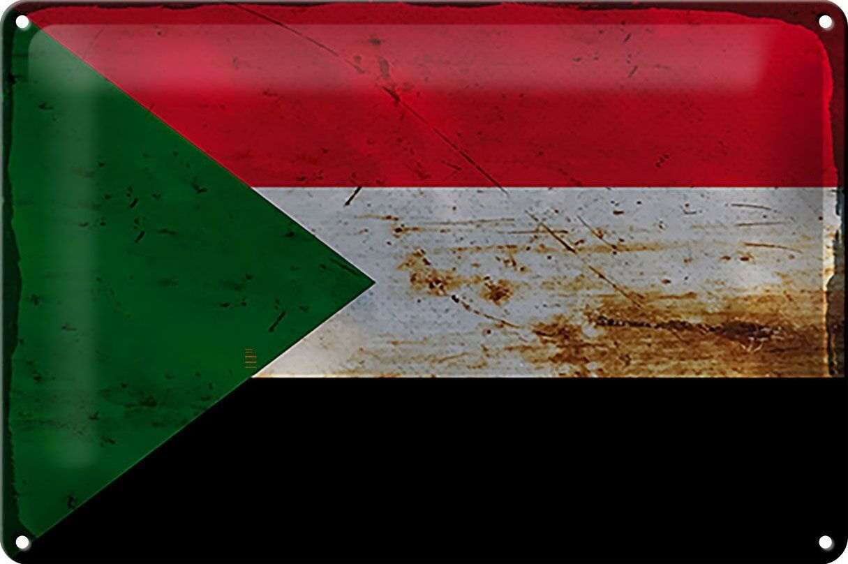 Metal sign Flag Sudan 30x20cm Flag of Sudan Rust