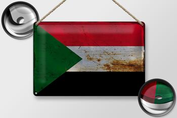 Signe en étain drapeau Soudan 30x20cm drapeau du Soudan rouille 2