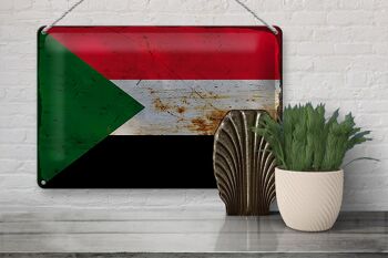 Signe en étain drapeau Soudan 30x20cm drapeau du Soudan rouille 3