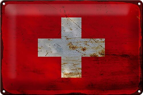 Blechschild Flagge Schweiz 30x20cm Flag Switzerland Rost