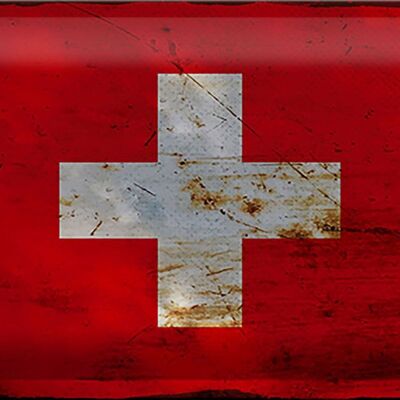Signe en étain drapeau Suisse 30x20cm drapeau Suisse rouille